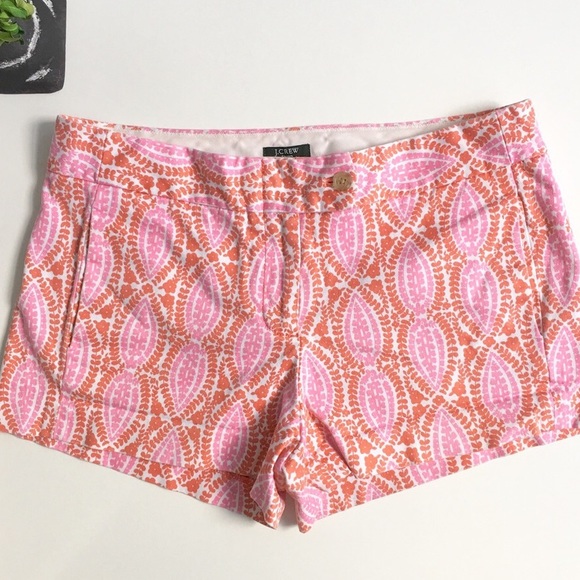 J. Crew Pants - J CREW Pink/Orange Flora Paisley Lily Shorts